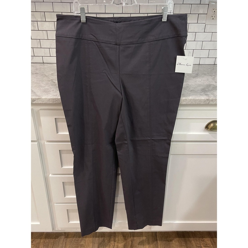 Meera Lane Pants Womens 16W Gray Pull On Straight Leg Stretch Twill Dress New